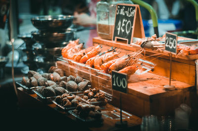 Food for sale at market stall