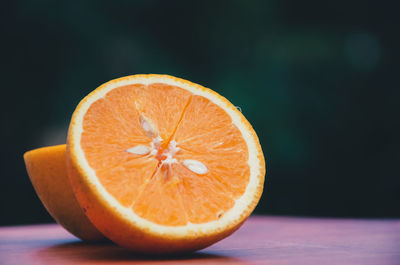 Close-up of orange on table