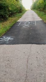 High angle view of road sign