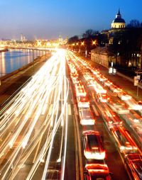 Traffic on road at night