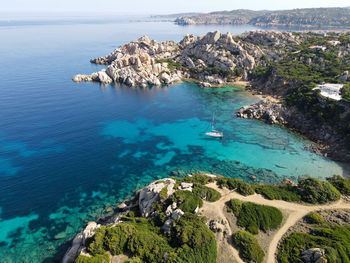 High angle view of sea against sky