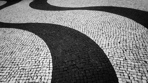 High angle view of paving stone