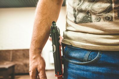 Close-up of man holding hands