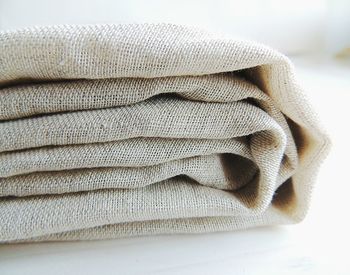 Close-up of burlap on table