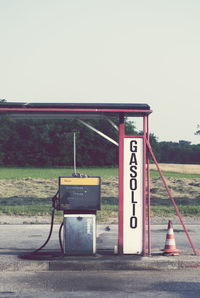 Gas station against clear sky