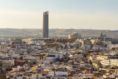 High angle view of townscape against sky