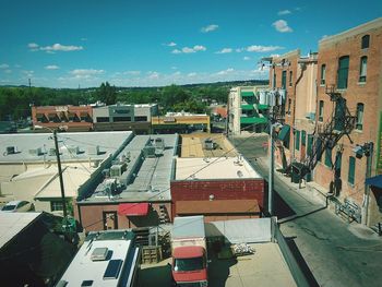 High angle view of townscape against sky