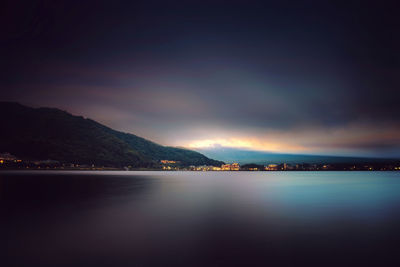 Scenic view of sea against sky at sunset