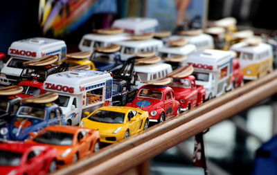 Close-up of toy car for sale