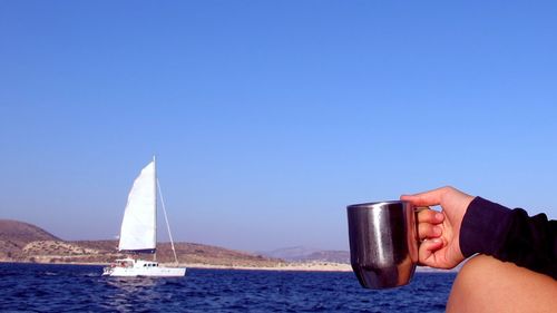 Boat sailing in sea