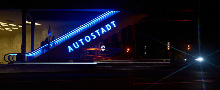 Light trails on road at night