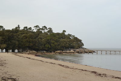 Scenic view of calm sea against clear sky