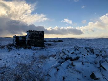 Scenic view of frozen sea against sky