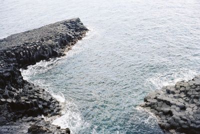 High angle view of crab on beach