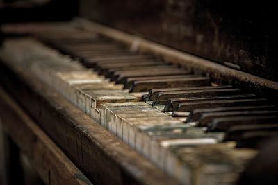 Close-up of piano keys