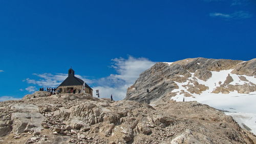 Panoramic view of a temple against blue sky