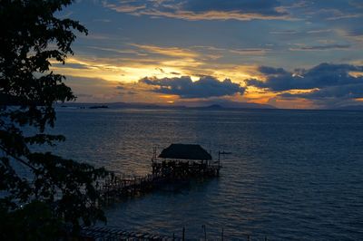 Scenic view of sea against sky at sunset