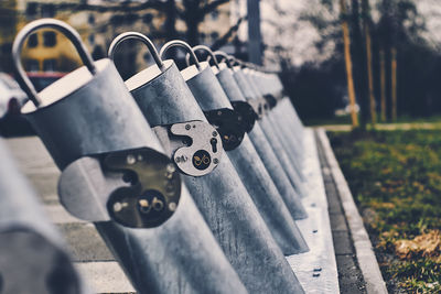 Close-up of padlock outdoors