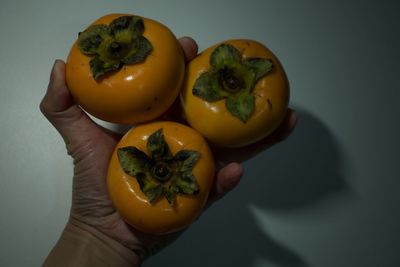 Close-up of hand holding fruits