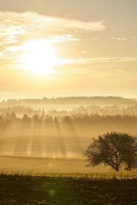 Scenic view of landscape against sky during sunset