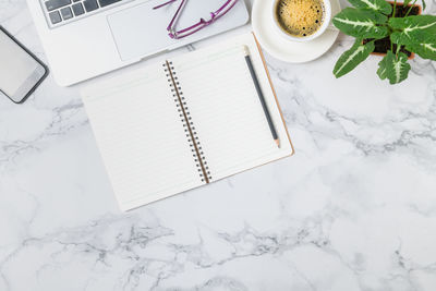 High angle view of pen on table