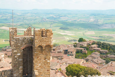 High angle view of buildings in city