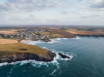 An ariel view of the cornish coastline