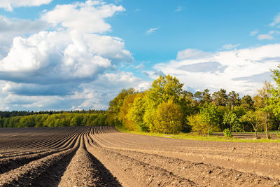 Scenic view of land against sky