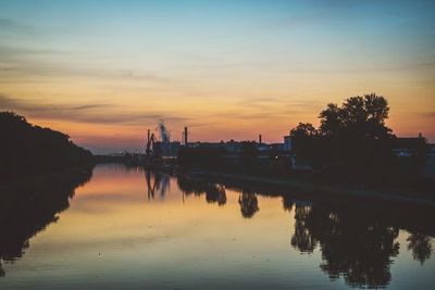 Sunset over calm lake