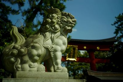 Statue of buddha against building