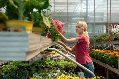 Young botanist working at greenhouse