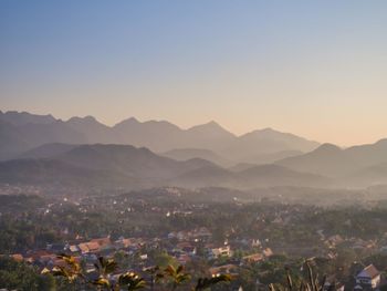 Scenic view of mountains against clear sky