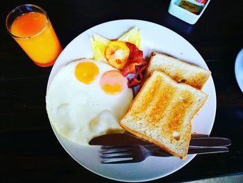 Close-up of breakfast served on table