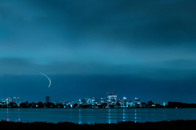 Scenic view of illuminated city against sky at night