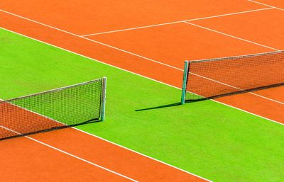 High angle view of playing field during sunny day