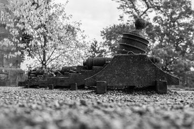 Surface level of cemetery against sky