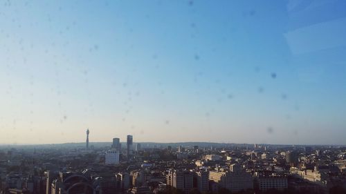 Cityscape against clear sky