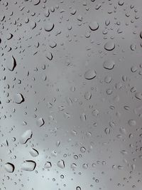 Full frame shot of raindrops on glass window