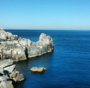 Scenic view of sea against clear sky