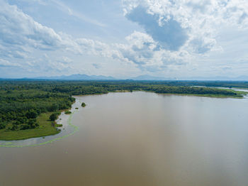 Scenic view of lake against sky