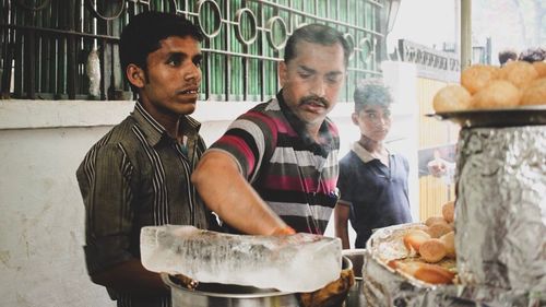 Young man preparing food