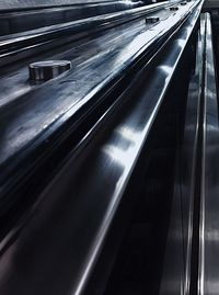 Close-up of illuminated escalator