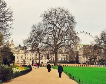 People walking in park