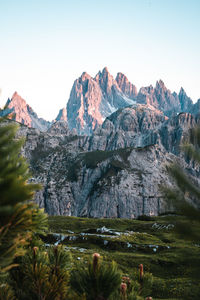 Scenic view of mountains against clear sky