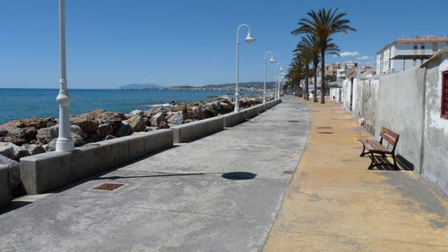 Scenic view of beach against clear sky