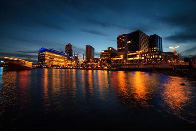 Illuminated city at night