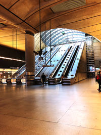 Interior of illuminated subway station