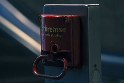 Close-up of emergency brake