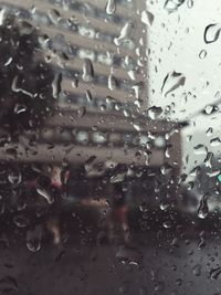 Close-up of water drops on glass