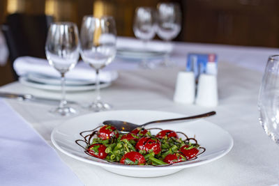 Food on table in restaurant